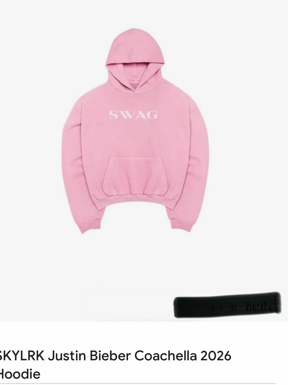 Authentic SKYLRK Justin Bieber Coachella 2026 Hoodie Pink, size XL